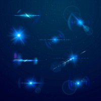 Blue abstract lens flare vector set