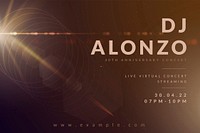 Editable banner template vector with light effect for live streaming concert in the new normal