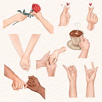 Cute Valentine’s day vector hand drawn design elements set