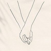 Couple holding hands romantically psd illustration