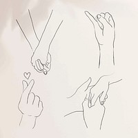 Couple hand gestures Valentine&rsquo;s vector aesthetic design elements set