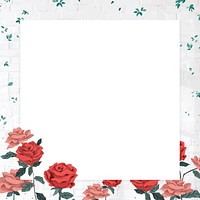 Romantic Valentine’s roses frame vector with transparent background