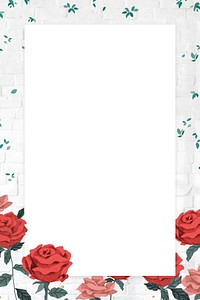 Romantic Valentine’s roses frame psd with transparent background