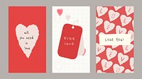 Valentine's day social media story templates editable vector