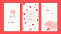 Love everywhere editable template vector social media story set