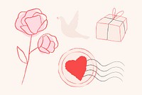 Love messenger psd doodle design elements set