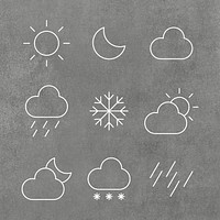 White weather forecast icon vector set user interface