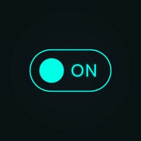 Neon blue toggle switch psd isolated on black background