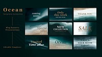 Aesthetic ocean SALE templates vector social media banners set