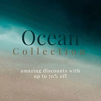 Ocean collection template vector aesthetic blue wave