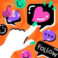 Follow and like vector trendy social media activities illustration