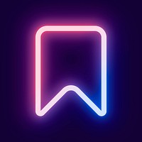 Bookmark neon pink icon vector for social media app