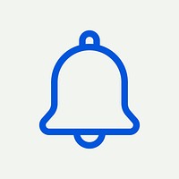 Notification bell icon blue vector for social media app minimal line