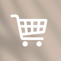 Shopping cart white icon vector for social media app on textured background