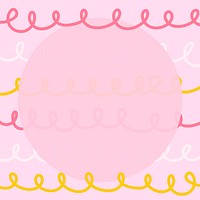 Pink doodle frame psd in cute pastel pattern