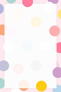 Pastel polka dot frame vector in cute pastel pattern