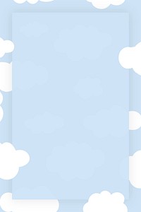 Cloudy sky frame vector in cute pastel pattern