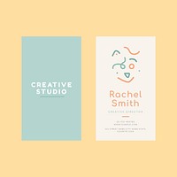 Editable name card template vector in memphis style pattern