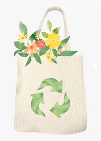 Reusable bag with flowers vector design element