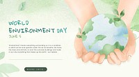 Editable environment presentation template vector with world environment day text in watercolor