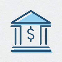 Bank outline icon vector financial symbol