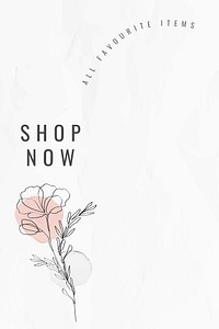 Editable template vector line art minimal social media ad with text shop now