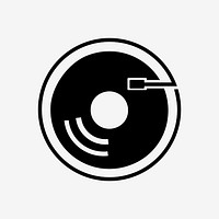 Editable vinyl record icon vector minimal design in black and white