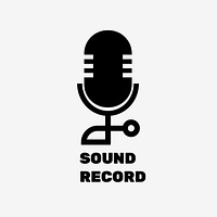 Editable microphone logo vector flat design with sound record text in black and white