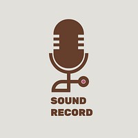 Editable microphone logo vector flat design with sound record text
