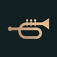 Trumpet flat music icon vector design in black and gold