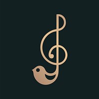 Sol key musical note icon vector flat design in black and gold