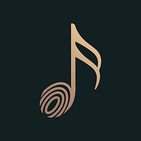 Semiquaver musical note icon vector minimal design in black and gold