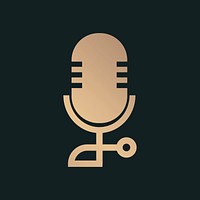 Microphone icon vector minimal design in black and gold