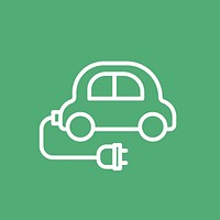 EV car icon vector for business in simple line