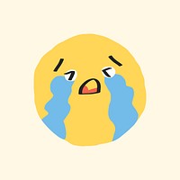 Sobbing face sticker vector cute doodle emoji icon