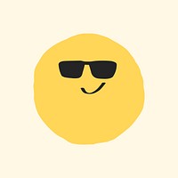 Cool face sticker vector cute doodle emoji icon