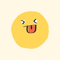 Zany face sticker vector cute doodle emoticon