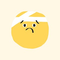 Face with head-bandage sticker vector cute doodle emoji icon