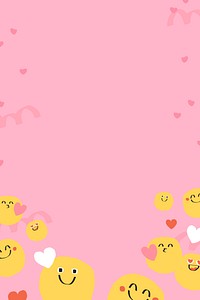 Cute background vector of doodle emoji with heart sign