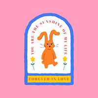 Cute rabbit badge psd forever in love