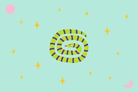 Mint green wallpaper vector with cute snake illustration