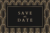 Wedding invitation vector template for social media banner with art deco pattern