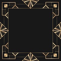 Art deco vector frame with triangle pattern on dark background