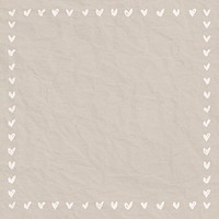 Heart frame psd doodle style on crumpled paper background