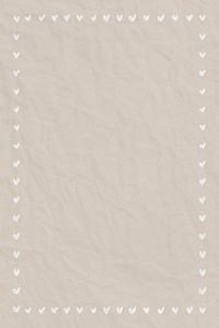 Heart frame vector doodle style on crumpled paper background