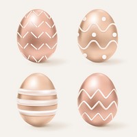 3D Easter egg psd rose gold with pattern set