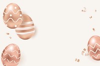 Easter eggs 3D border vector in rose gold on beige celebration background