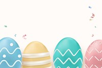 Easter celebration 3D border vector in colorful pastel painted eggs on white background