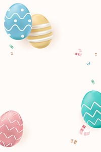 Easter celebration 3D border vector in colorful pastel painted eggs on white background