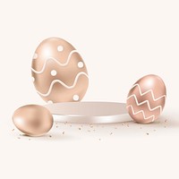 Easter product backdrop 3D psd with rose gold painted eggs